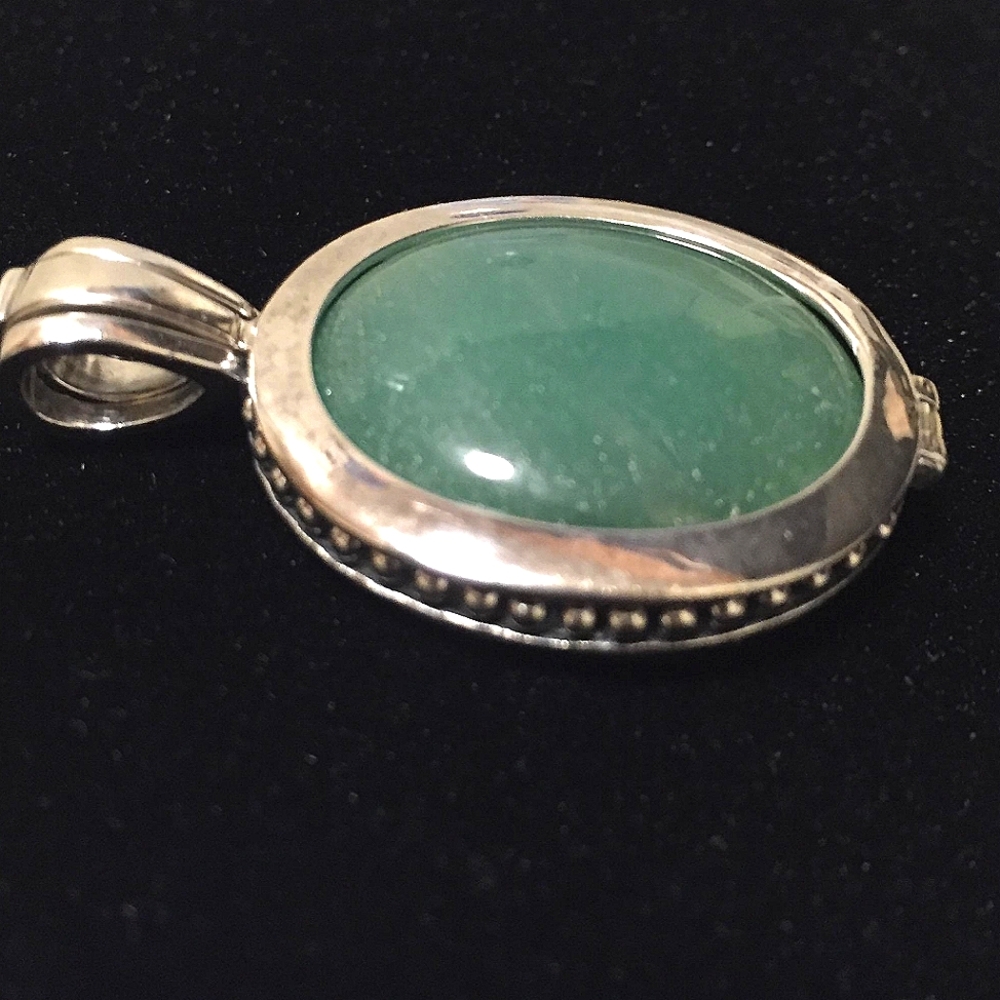 Vintage Sterling Silver Reversible Jade Pendant
